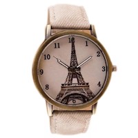 Reloj Mujer Analógico De Mujer Torre Eiffel Color Plomo